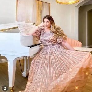 Mac Duggal Rose Gold Sequin Gown NWT Mac Duggal 4913 SEQUIN FLUTTER OMBRE SZ 12